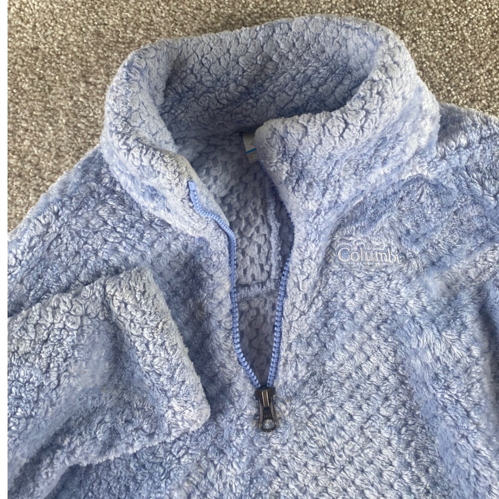Columbia Fire Side Sherpa Fleece Jacket Quarter Zip Pullover Light Blue AG2780